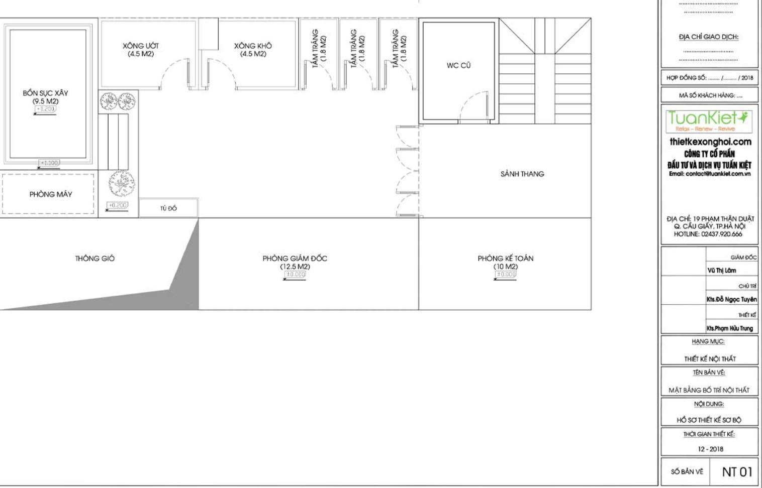 Bản thiết kế chi tiết khu xông hơi của đơn vị Tuấn Kiệt 